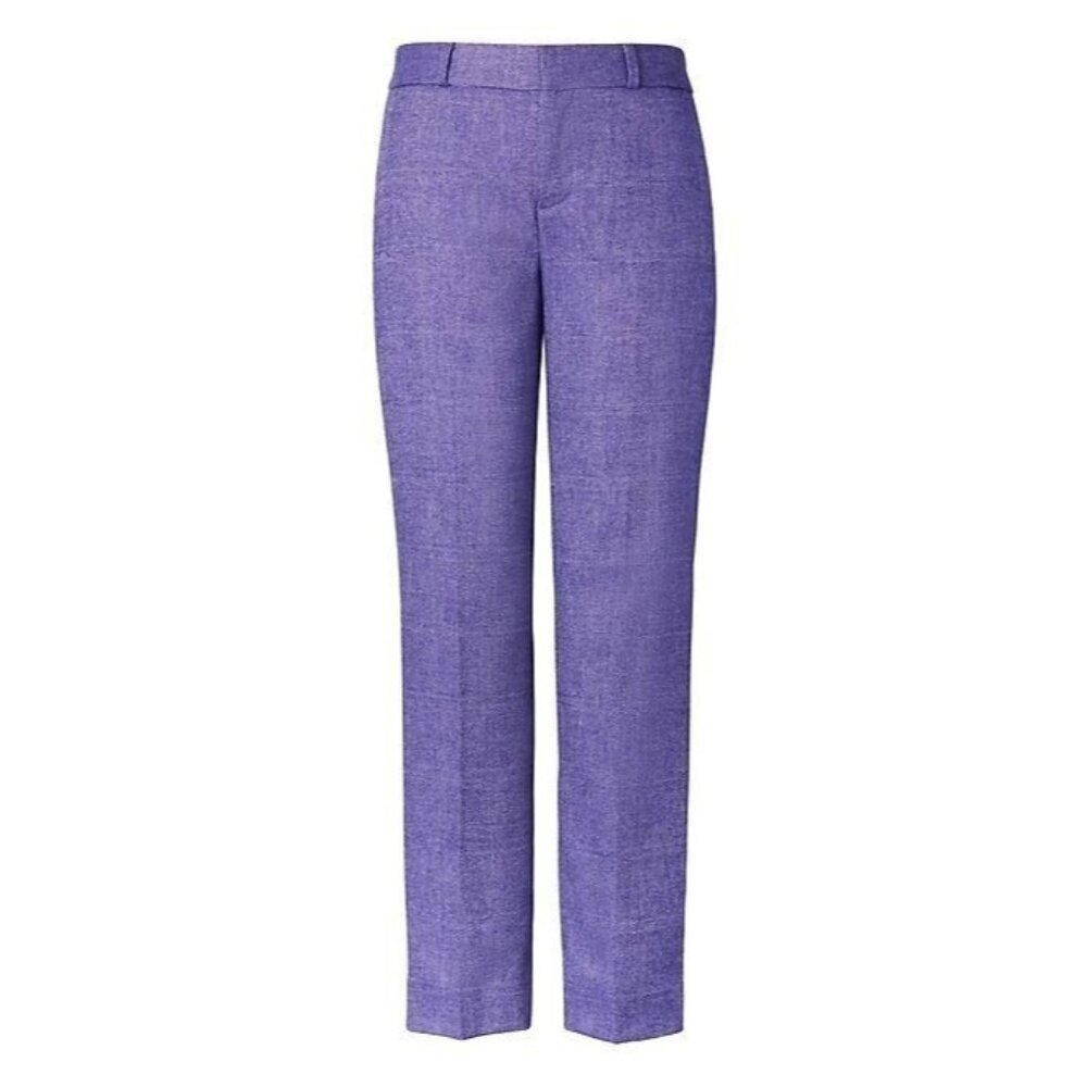NWT Banana Republic Avery in Purple Herringbone Straight Trouser Ankle Pants 2